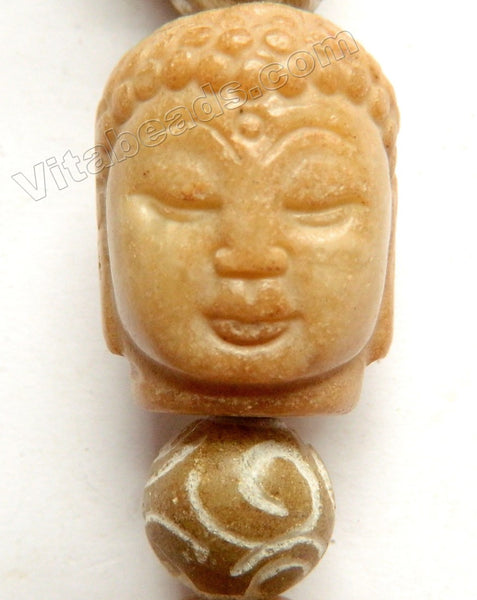 Yellow SoCho Jade - Carved Buddha Head Pendant – VitabeadsNY