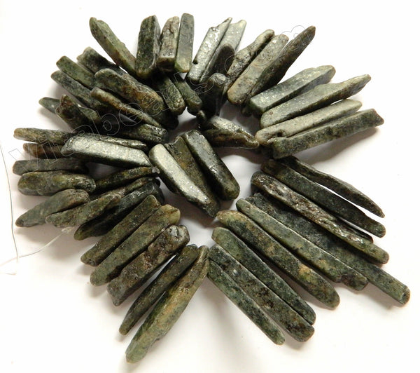 Dark Moss Green Kyanite Natural Rough  -  Graduated Top Drilled Rough Chips