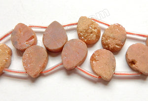 Frosted Peach Druzy Crystal  -  Smooth Flat Briolette  8"