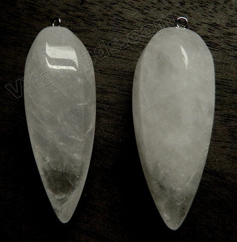 Cloudy Crystal Quartz Natural 6-Side Long Point Pendant