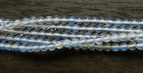 Synthetic White Opal  -  Small Smooth Round Beads 16"
