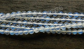 Synthetic White Opal  -  Small Smooth Round Beads 16"