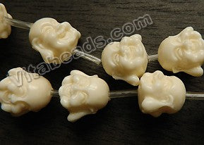 Cream Quartz  -  Carved Laughing Buddha Head  8"