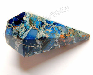 Lapis Prase Pyrite Recomposed  Faceted Point Pendant