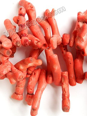 Orange Coral  -  Top Drilled Branch Stick  8"