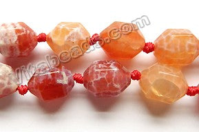 Red Fire Agate w/ White  -  Faceted Lantern Drum  16"