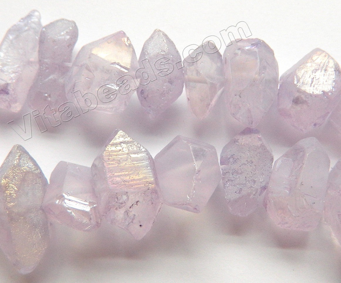 Coated Light Amethyst Crystal Natural AA  -  Machine Cut Center Drilled Pendulum Nuggets  16"