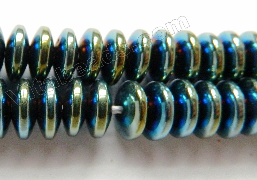 Blue Peacock Hematite  -  Saucer Button 16"