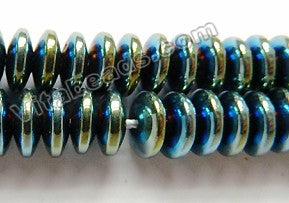 Blue Peacock Hematite  -  Saucer Button 16"