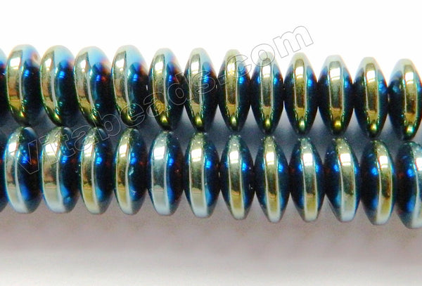 Blue Peacock Hematite  -  Saucer Button 16"