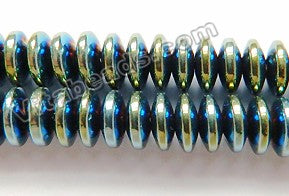 Blue Peacock Hematite  -  Saucer Button 16"