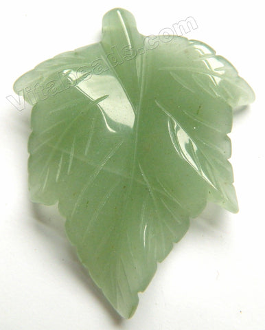 Green Aventurine Carved Leaf Pendant