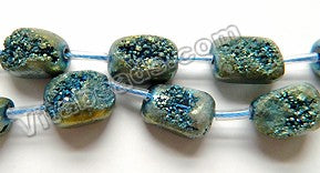 Blue Peacock Druzy Crystal  -  Free Form Cubes  16"