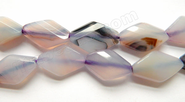 Light Purple Grey Sardonix Agate  -  Twist Faceted Diamond  16"