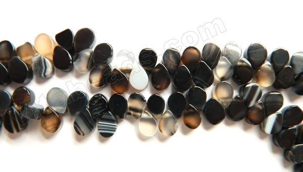 Black Sardonix Agate  -  Top Drilled Small Flat Briolette  16"