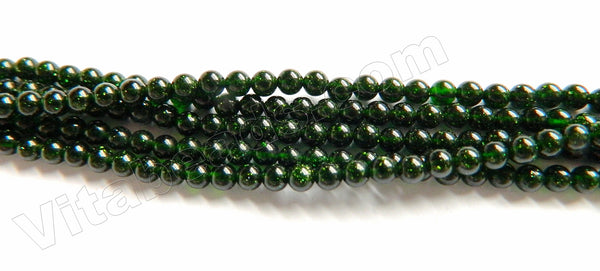 Green Goldstone  -  Small Smooth Round Beads  16"