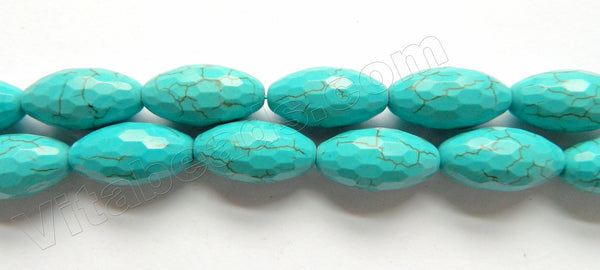 Cracked Chinese Turquoise  -  Faceted Rice 15"