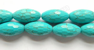 Cracked Chinese Turquoise  -  Faceted Rice 15"