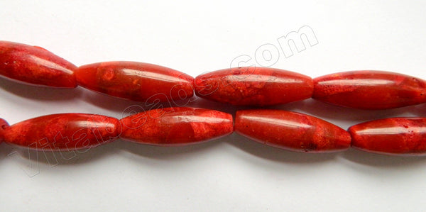 Dark Red Sponge Coral A  -  Smooth Long Rice  16"