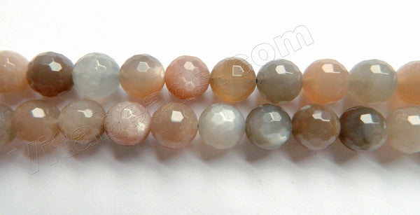 Mixed Grey Pink Moonstone Natural AAA  -  Faceted Round 15"