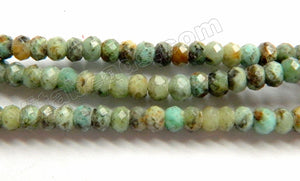 Light Africa Turquoise  -  Small Faceted Rondel  15"