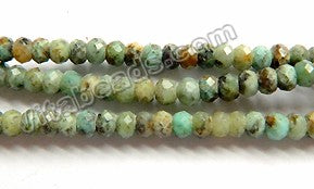 Light Africa Turquoise  -  Small Faceted Rondel  15"