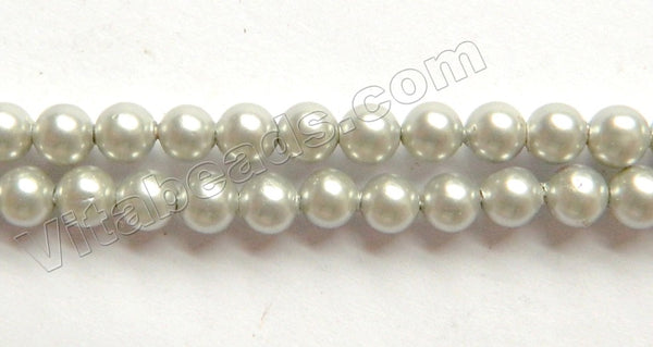 Matte Light Grey Shell Pearl  -  Smooth Round Beads 15"