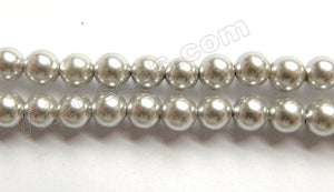 Grey Shell Pearl  -  Smooth Round Beads 15"