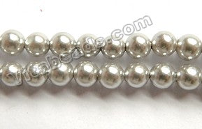 Grey Shell Pearl  -  Smooth Round Beads 15"