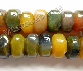 Yellow Green Mixed Sardonix Agate  -  Big Machine Cut Rondels  15"