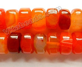 Deep Orange Sardonix Agate  -  Big Machine Cut Rondels  15"