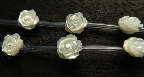 Mother of Pearl (White)  -  Carved Single Side Rose Bulbs  14"