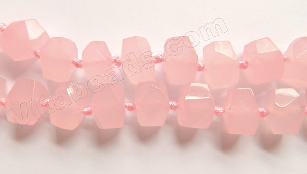 Light Rose Pink Jade  -  Machine Cut Center Drilled Nuggets 16"