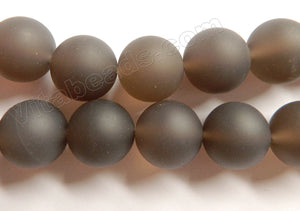 Matte Grey Agate  -  Big Smooth Round Beads 16"