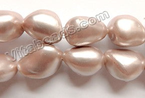 Peach Satin Coated Sea Shell Pearl  -  Free Form Nuggets  16"