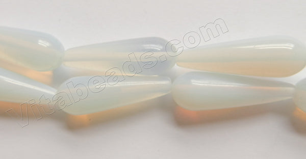 Synthetic White Opal  -  Smooth Long Drops  16"