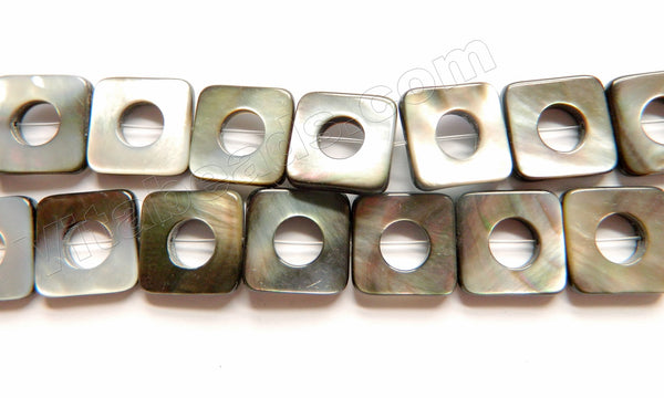 Grey Mother of Pearl Shell  -  Squared Donut Strand 16"