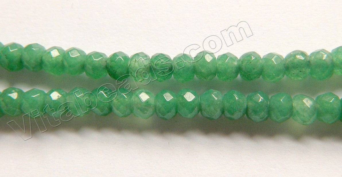 Green Aventurine Jade  -  Small Faceted Rondel  14"
