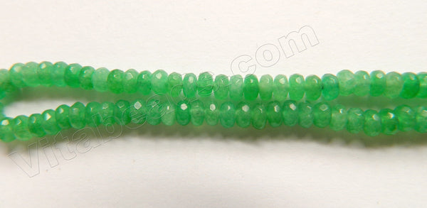 Bright Green Jade A  -  Small Faceted Rondells  15"