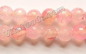 Pale Pink Peach Fire Agate  -  Faceted Round  16"