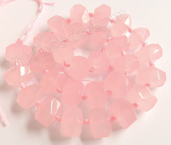 Light Rose Pink Jade  -  Machine Cut Center Drilled Nuggets 16"