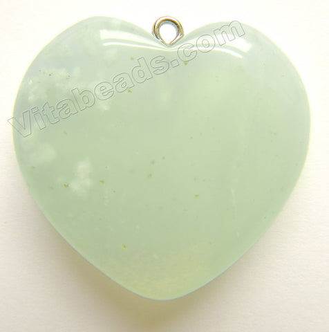 Ophiolite Chalcedony, Peruvian Natural - Smooth Heart Pendant
