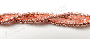 Bight Rose Gold Hematite A  -  Small Faceted Round 15"