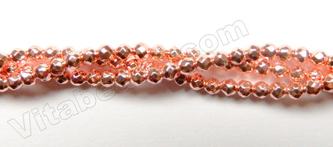 Bight Rose Gold Hematite A  -  Small Faceted Round 15"