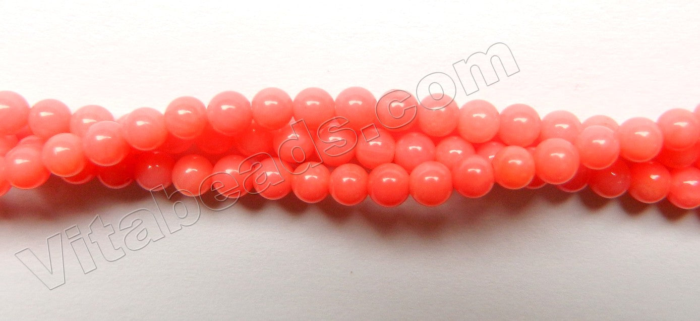 Peach Coral  -  Small Smooth Round Beads  15"