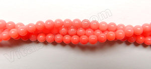 Peach Coral  -  Small Smooth Round Beads  16"