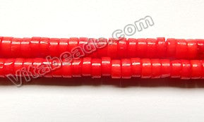 Red Bamboo Coral  -  Small Heishi Beads  16"