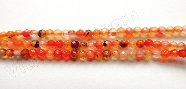 Natural Carnelian W/ Black  -  Small Faceted Round 15.5"