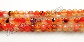 Natural Carnelian W/ Black  -  Small Faceted Round 15.5"