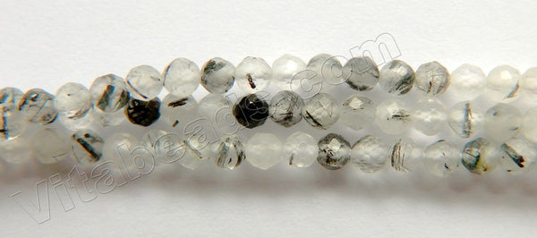 Black Rutilated Quartz Natural A  -  Small Faceted Round 15"